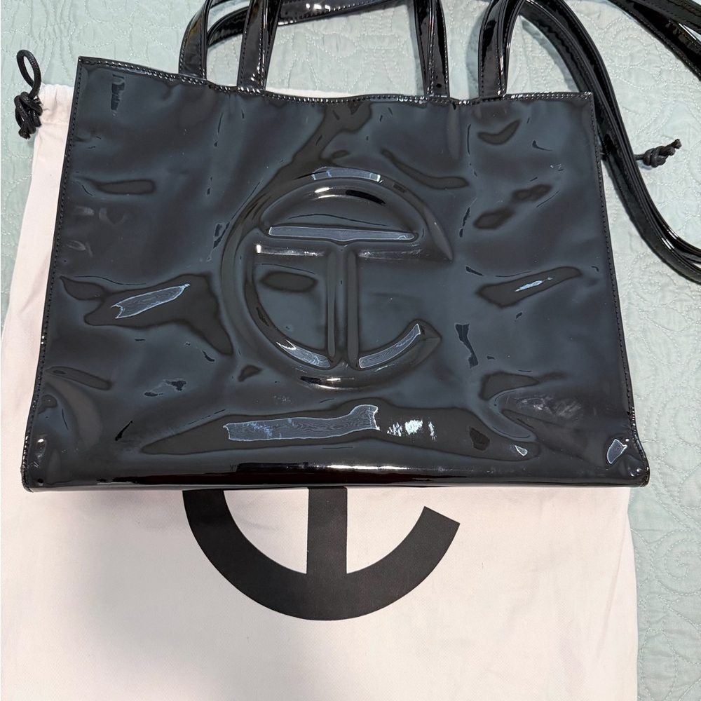 AUTHENTIC Telfar Patent Leather Black Shopper Bag - Picture 2 of 5